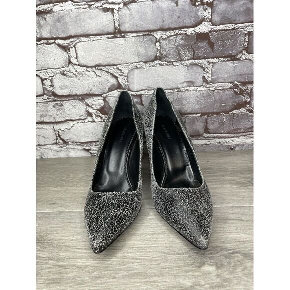 AllSaints Grey Leather Lena Pumps Stiletto Pointed Heels Women’s Sz 39EU/8.5M US - Picture 2 of 16
